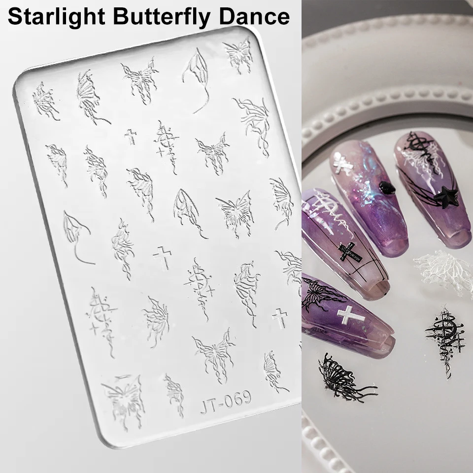 

Flying Butterfly Star Moon Cherry Daisy Love Heart Lace Ribbon Nail Art Silicone Carving Mold Mould Bowknot Flower DIY Template