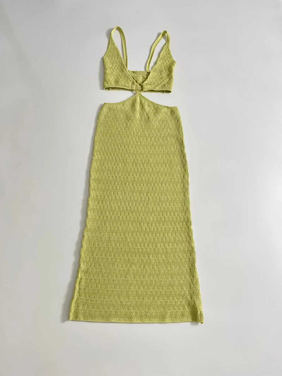 TWOTWINSTYLE เซ็กซี่ตัดต่อกดกระดุมโลหะสำหรับผู้หญิงคอลึกแขนกุดเอวสูงบางชุดเดรสหญิง