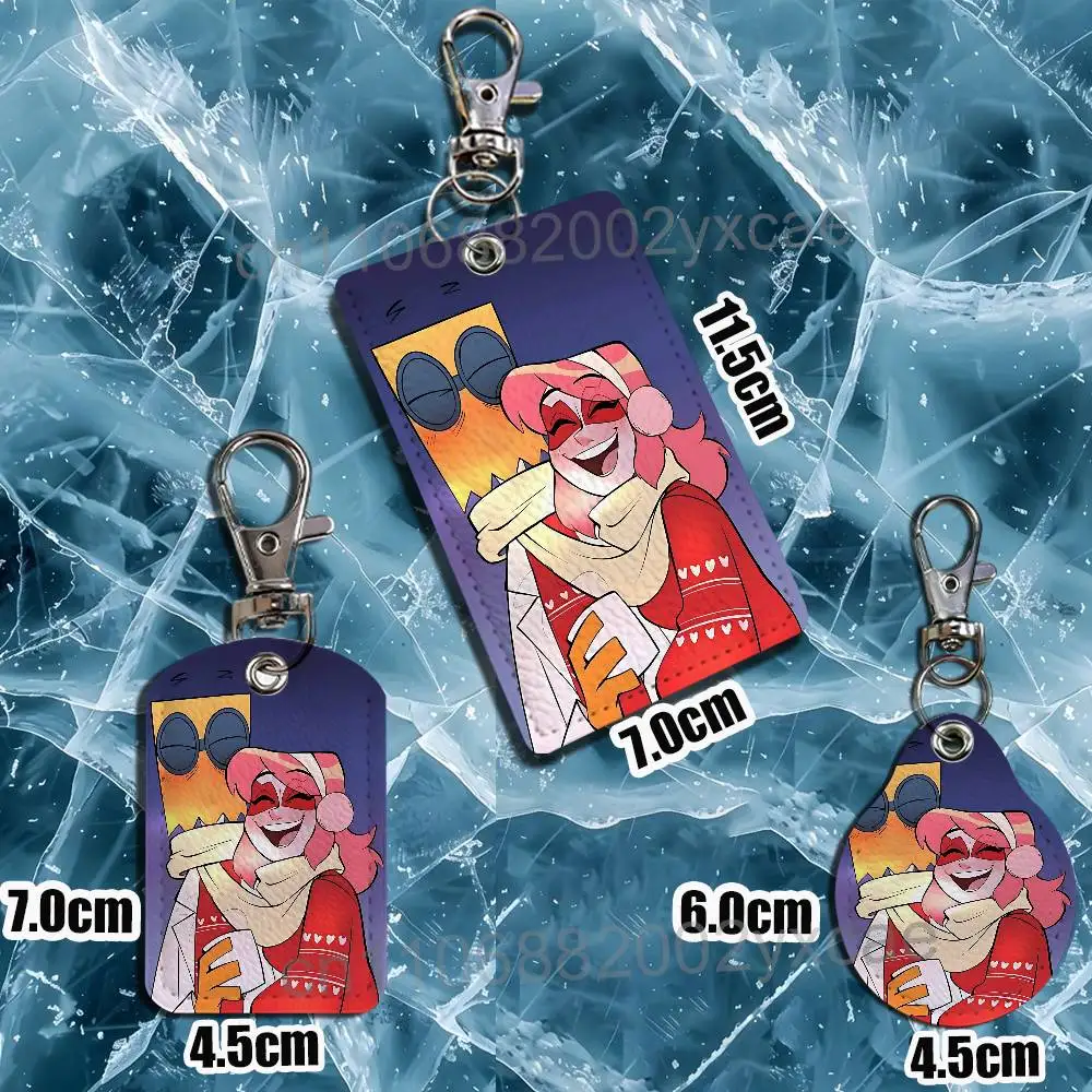 Attraction Style Miss Heed Villainous Rectangle ID Card Case Keychain Access Card Bag Key Tag Ring Leather Card Holder Key Ring view 3