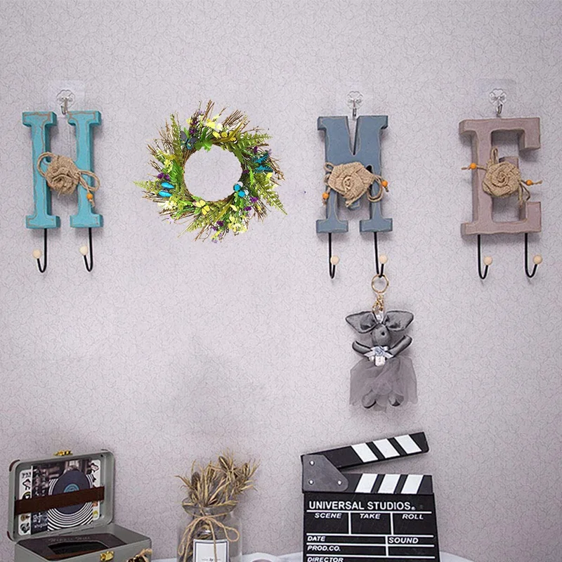 Corona decorativa de margaritas para puerta Delantera, corona de primavera con mariposa y hojas verdes, decoración de boda, Verano