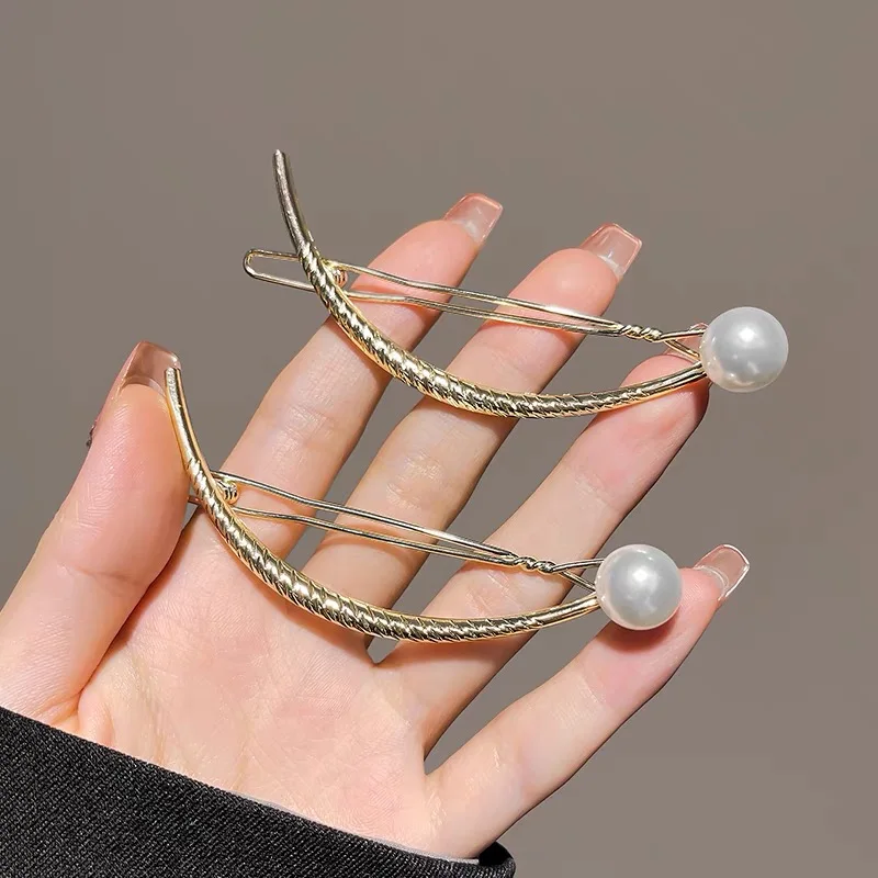 Elegant S Shape Pearl Hair Claw Clip for Women Hair Bun Hairpin Headwear Rhinestone Metal Barrettes Banana Twist Clips Jewelry