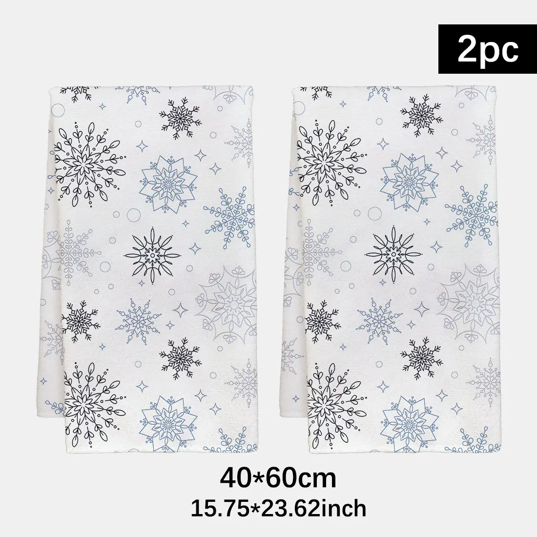 2pcs 40x60cm Snowflakes Series Christmas Dishcloth Tea Towel Kitchen White Silver Snowflakes Wash Cloth Merry Christmas Gifts