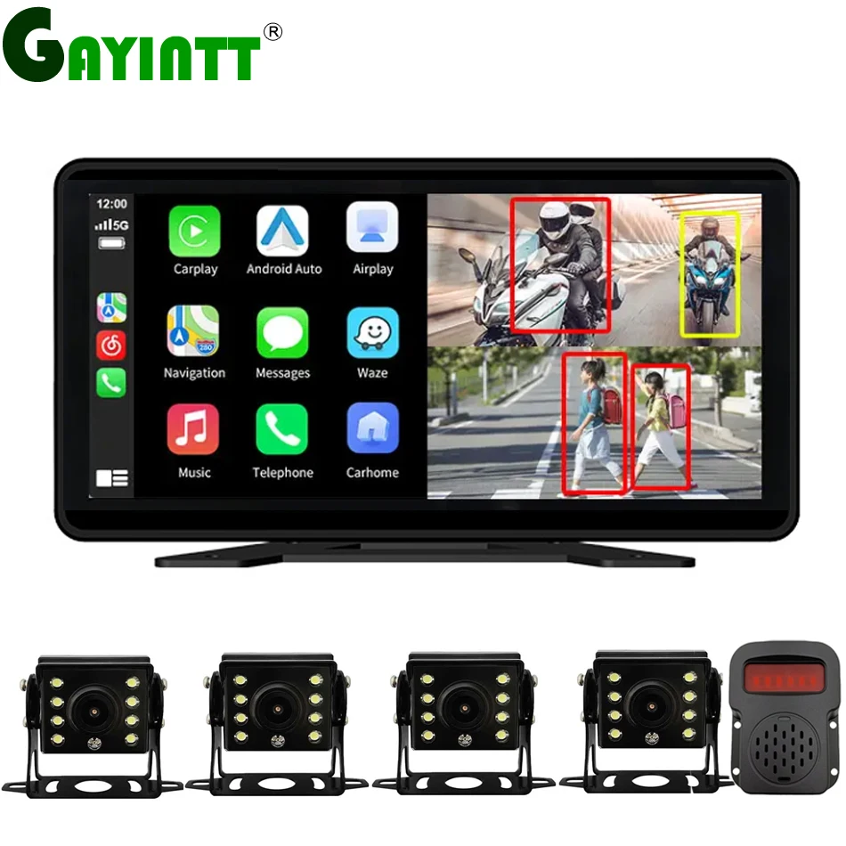 

AHD 10" Touch Screen WiFi Wireless Apple Carplay And Android-Auto Car Blind Spot BSD Alarm DVR Recorder Monitor For Truck/Bus/RV