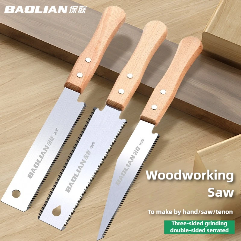 Japanese Style Hand Saw Single/Double Sided Fine Tooth Wood Saw SK5 Steel Flexible Hand Saw Garden Hand Tool for Woodworking