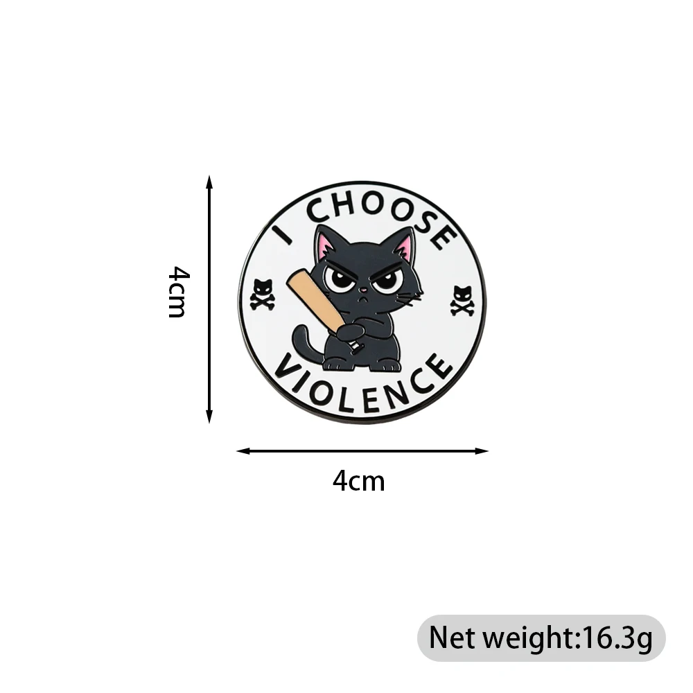 I Choose Violence Cute Angry Black Cat Brooch Humorous Expression Lapel Pin The Perfect Gift For Cat Lovers Fashion Accessory
