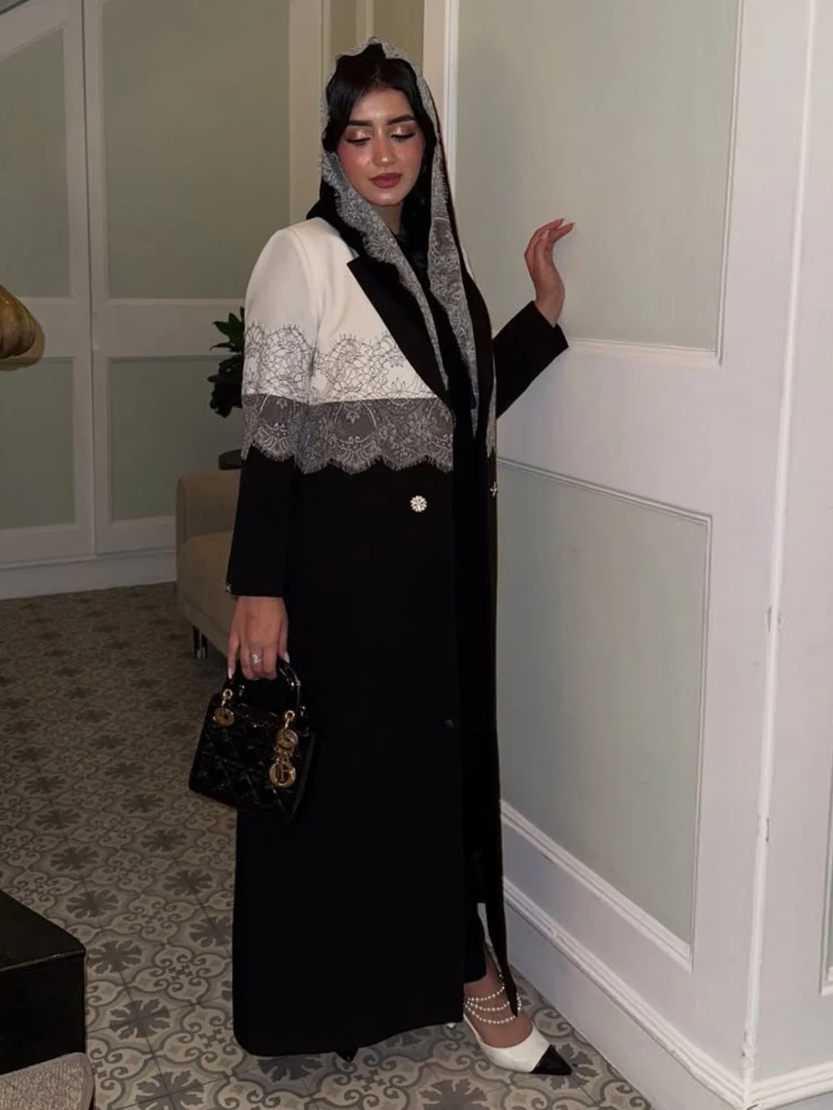 عباية نسائية للعيد وشاح دانتيل دبي فستان نسائي مفتوح عباية إسلامية حفلة عربية رداء طويل المغرب قفطان جلابية رمضان 2025 #2