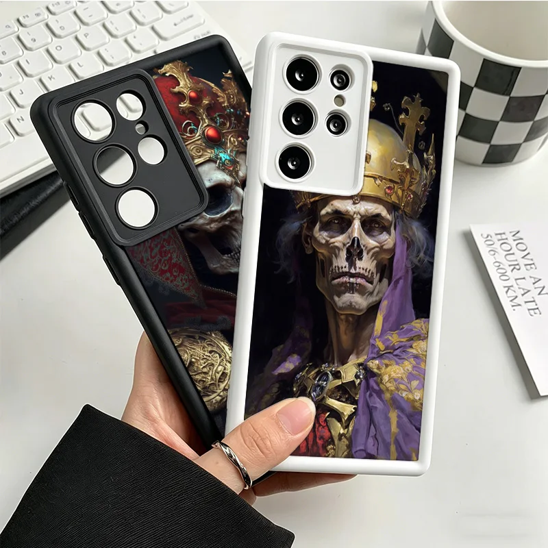 Crown Skeleton Emperor Phone Case For Samsung S25 Ultra S26 S23 FE S22 Galaxy S21 S20 Plus S24 FE Cover Coque Shell Protective
