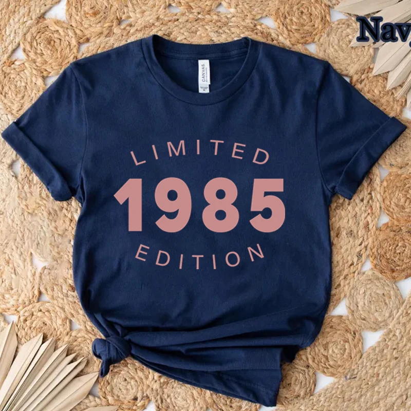 Ladies T-Shirt Born in 1980 To 1989 Limited Edition Women's Vintage TShirt Casual Top 40th Birthday T-Shirts Soft Casual Top