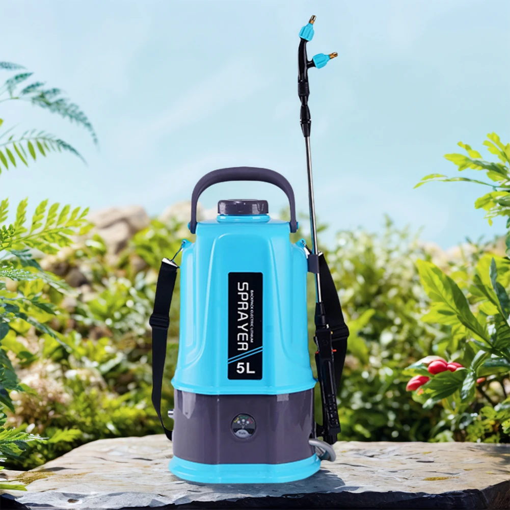 

5L Battery Powered Sprayer with 5 Mist Nozzles Garden Sprayer with Adjustable Shoulder Strap Plant Sprayer for Lawn and Garden