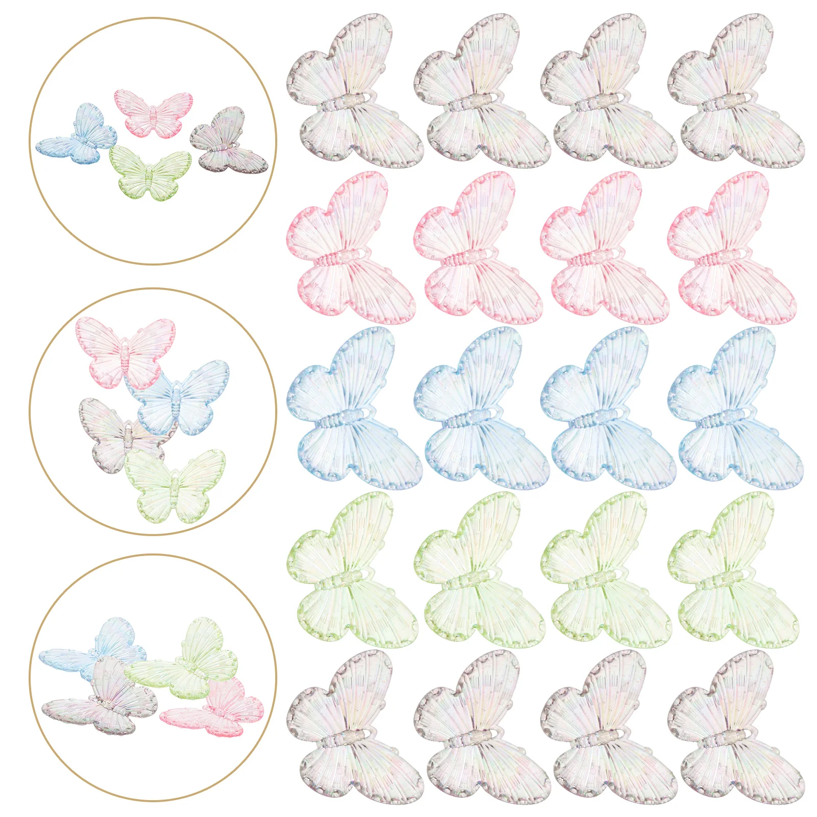 

40Pcs Resin Butterflies Charms Electroplated DIY Craft Ornaments for Hairband Phone Cover Decor Creative Charm Supplies