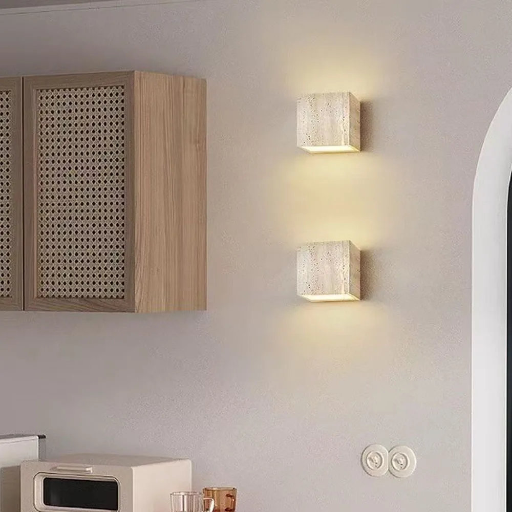 Natural Stone Wall Lamp IP65 Outdoor Waterproof Bedside Retro Sconces Lighting Fixture Home Decoration Indoor view 2
