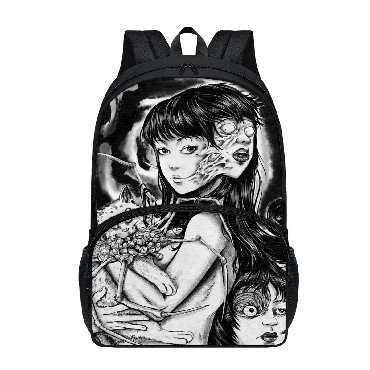 

FORUDESIGNS Horror Anime Junji Ito Backpacks School Multi Pockets Double Zipper Student Schoolbags Practical Lightweight Book