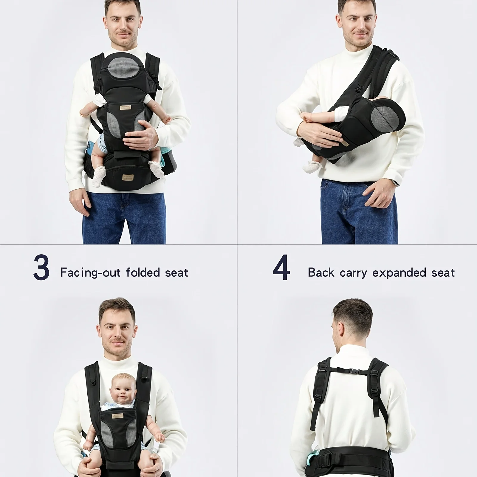 Spring multifunctional baby carrier, with built-in storage space, durable material, multi-color optional, super load-bearing, ne
