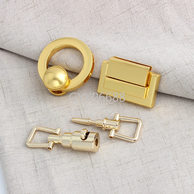 1-20Sets Light Gold,Satin Gold Locks Metal Clasps Press Buckles For Handbags Shoulder Bags Purse Tote Accessories DIY Crafts