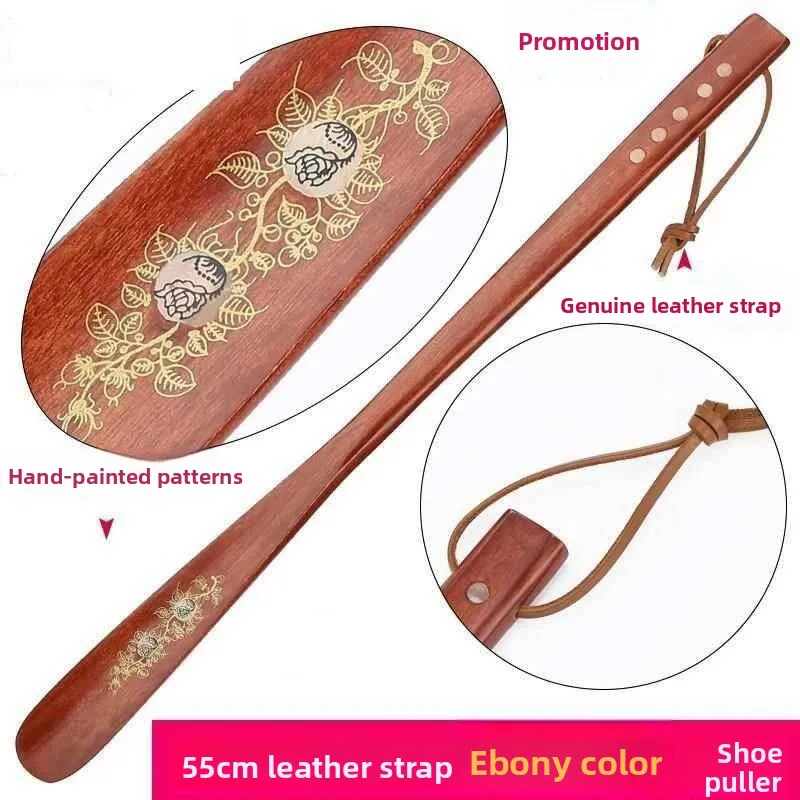 Long Handle Walnut Wooden Shoe Horn for Elderly Home Use Comfortable Grip Easy to Use Shoe for Seniors Household Item