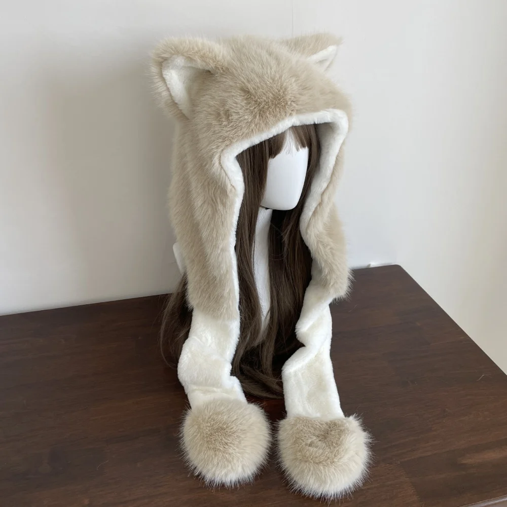 Y2K Cosplay Herfst Winter Nieuwe Warme Oorhoed Sjaal Set-2-in-1 Ontwerp met Gehoorbescherming Zacht Pluche Materiaal Perfecte Accessoires