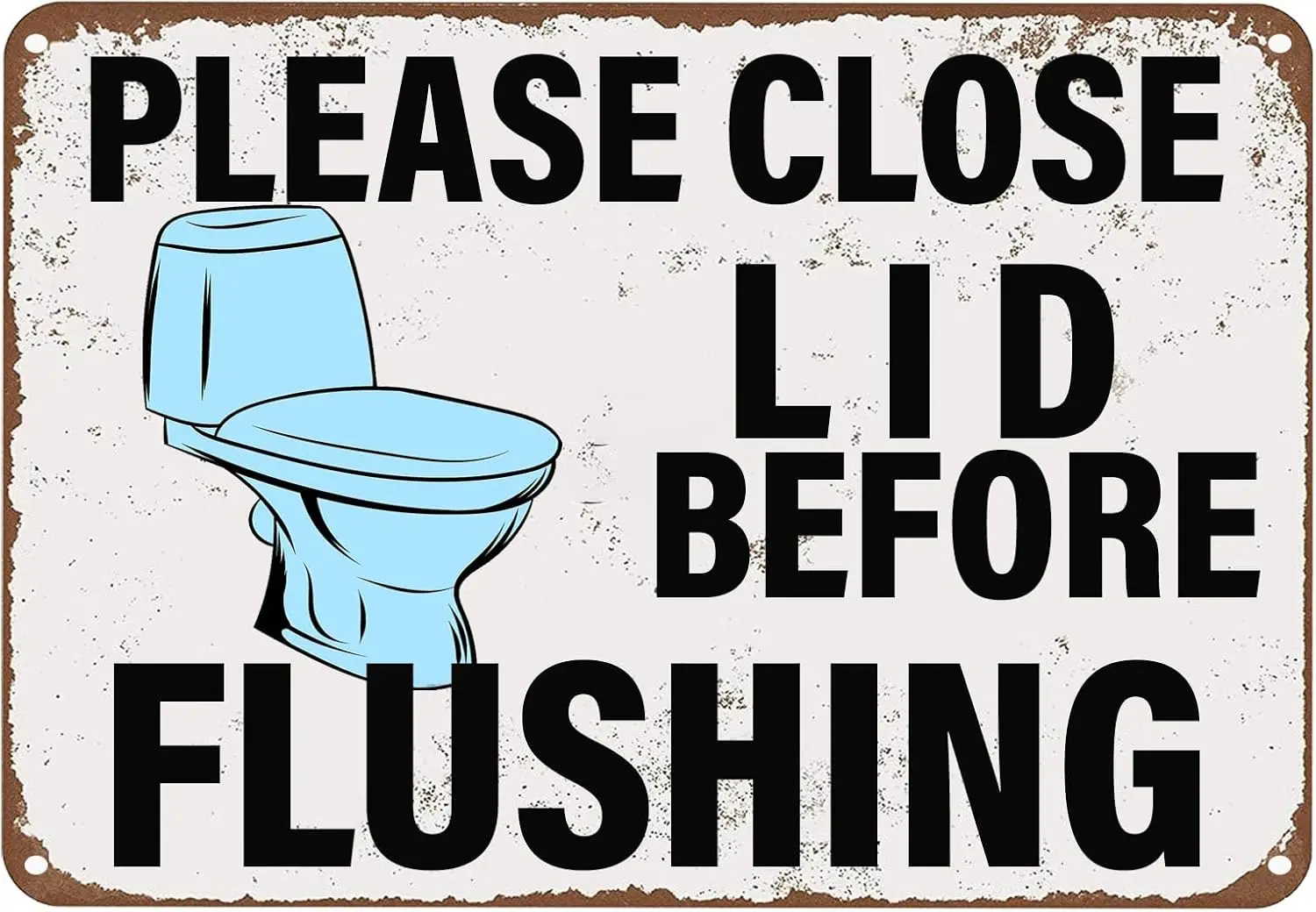 Funny Bathroom Metal Sign,Please Close Lid Before Flushing Retro Wall Decor Warning Tin Signs for Toilet Bar Home Kitchen Cafes