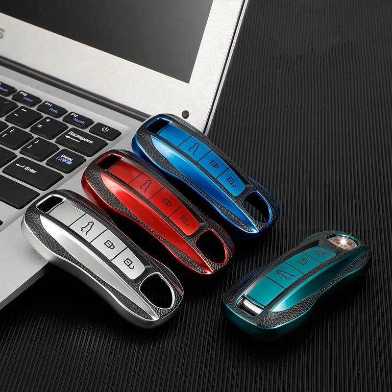 For Porsche Panamera Cayenne 971 911 9YA Macan Boxste TPU Car Remote Smart 3Button Key Case Protecticve Cover Holder Keychain