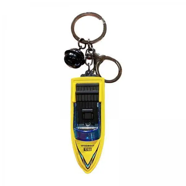 2xYacht Pendant Keychain Birthday Gift Metal Women Men Creative Backpack Charm Yellow