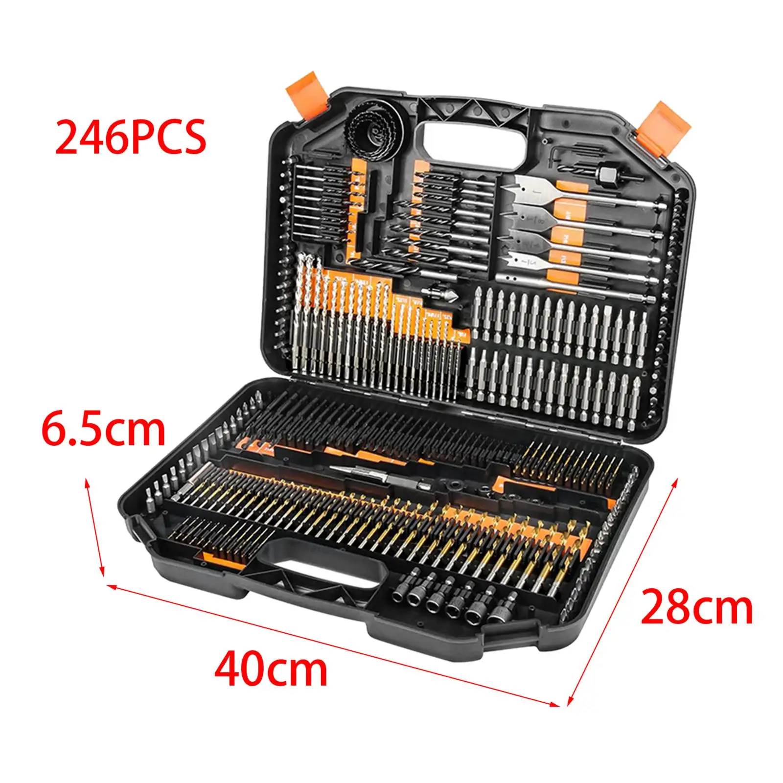 HSS Drill Bit Set para Metalurgia e Carpintaria, Broca para Tijolo de Madeira, 246 Pcs