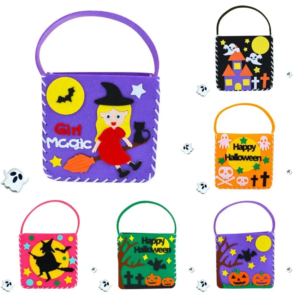 Non-woven Fabric DIY Halloween Candy Bag Trick Or Treat Pumpkin Bag DIY Trick or Treat Bag Portable DIY Pumpkin Handbag Party