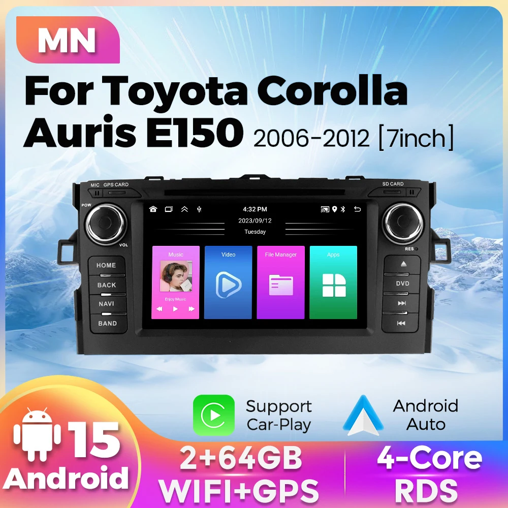 

7"Android 64G Wireless CarPlay For Toyota Auris E150 Corolla 2006-2012 Car Radio Intelligent Multimedia Player Auto WIFI DSP GPS