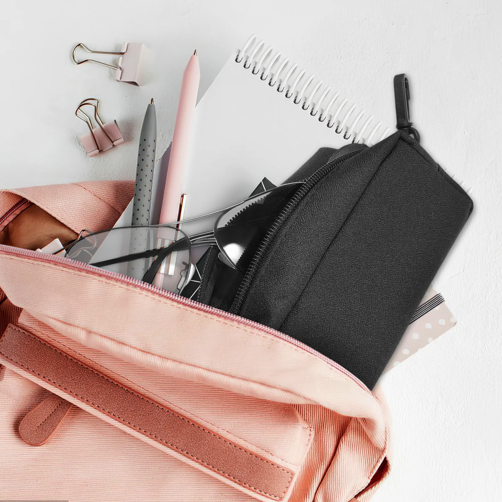 

Double Eyeglass Case Soft Oxford Fabric Dual Compartment Travel Sunglasses Organizer Pouch For Men Women Compact Zipper