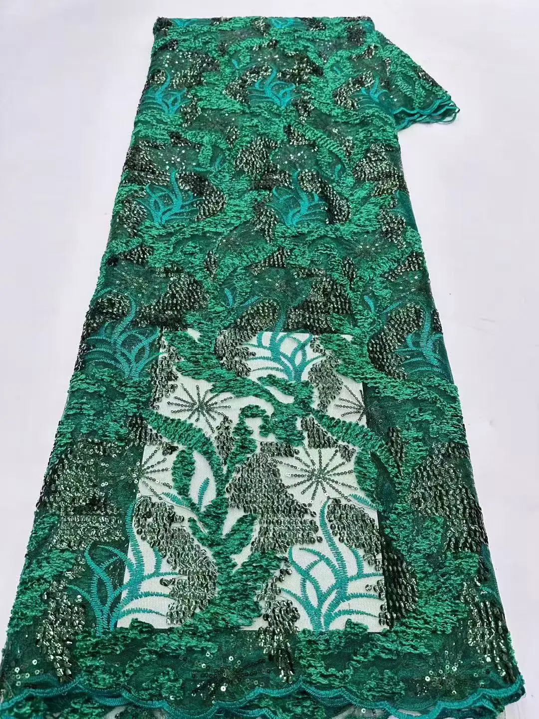 

Wholesale French Mesh Lace Fabric African Sequins Lace Fabrics High Quality Nigerian Tulle Net For Sewing Women Dress 5 Yards