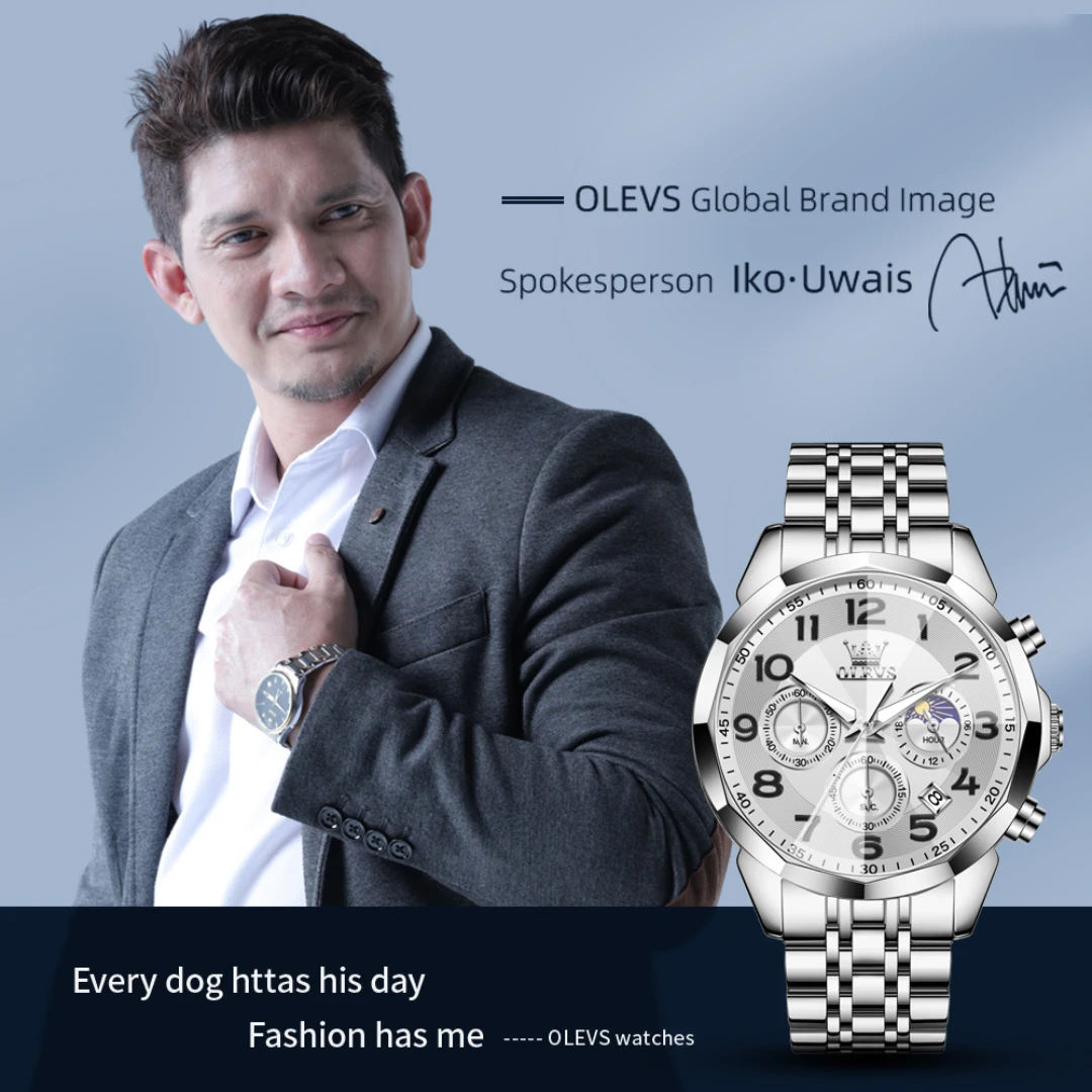 OLEVS 3676 ファッションクォーツ時計ギフトステンレススチール時計バンドラウンドダイヤル腕時計