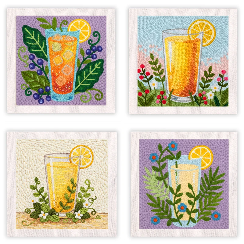 

Diy Needle Punch Kit Home Decor Gift Beginner Embroidery Kit Lemon Juice Landscape Cross Stitch Supplies Arts and Crafts Diy Kit
