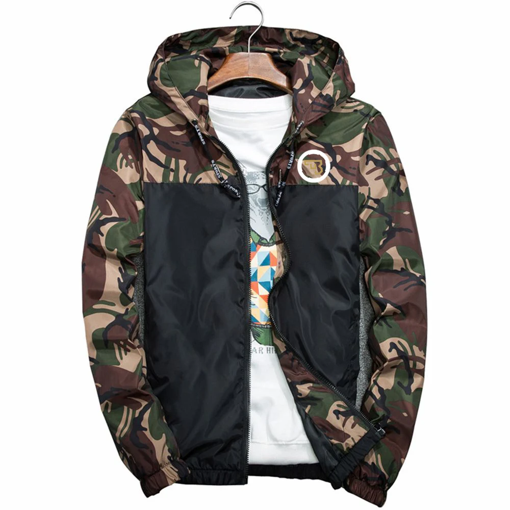 2023 Men's CZ Logo Hooded Camouflage Jacket Spring Autumn New Ceska Zbrojovka Print Harajuku Style Streetwear Casual Windbreaker