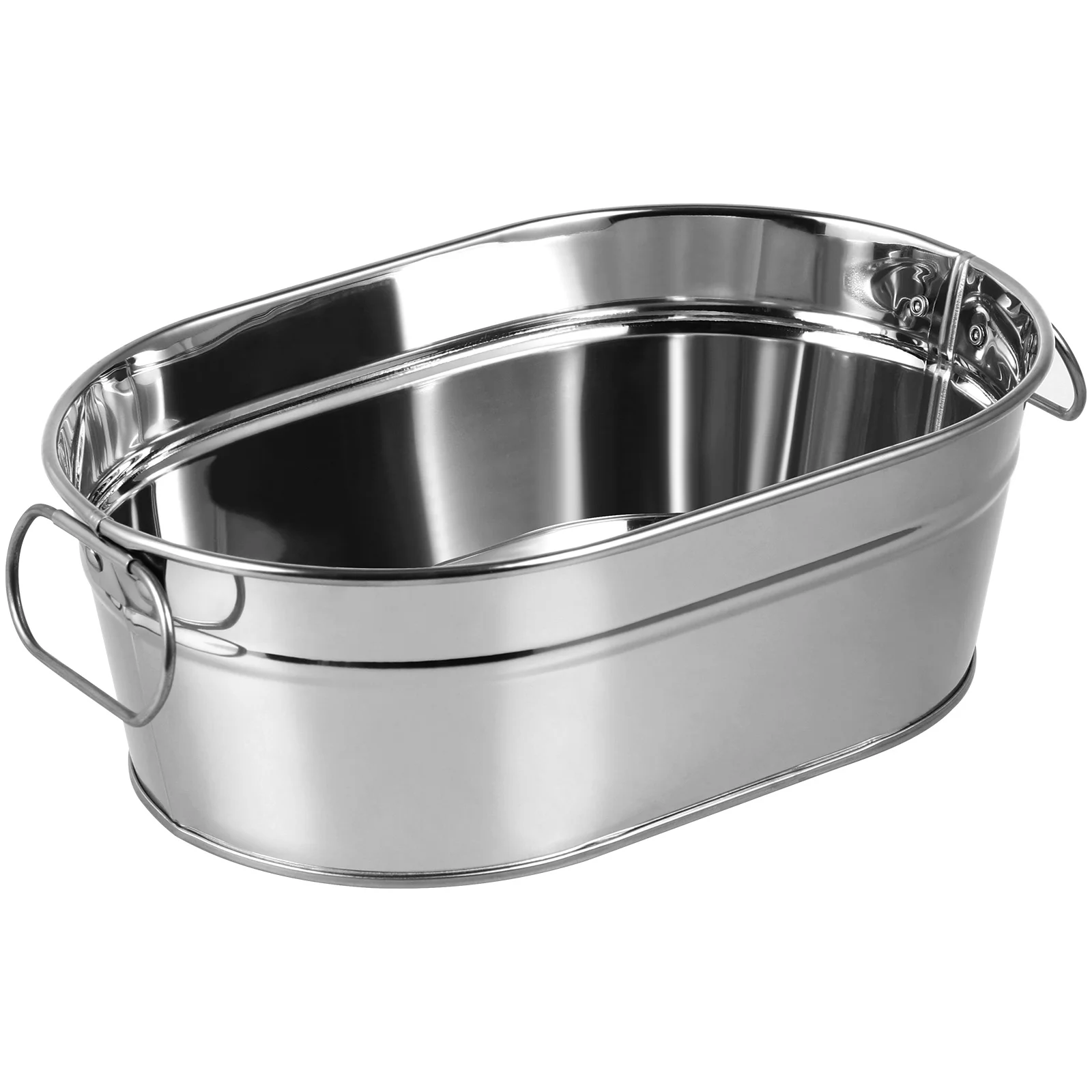 

Seafood Bucket Silver Barrel Container Tray Creative Tableware Reliable Hotel Storage Stainless Steel Restaurant