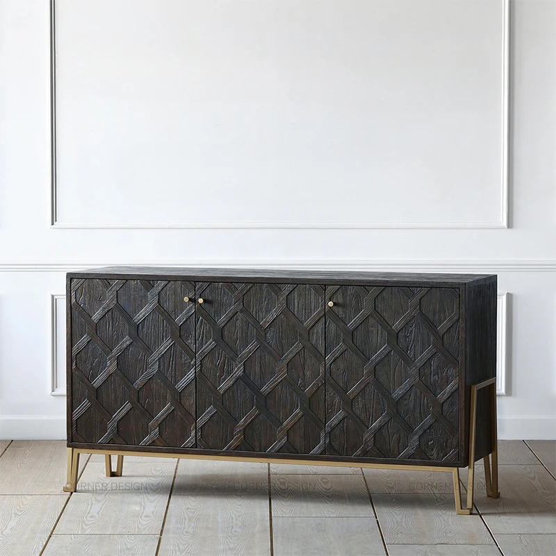 Retro solid wood dining side cabinet, living room against the wall entrance cabinet