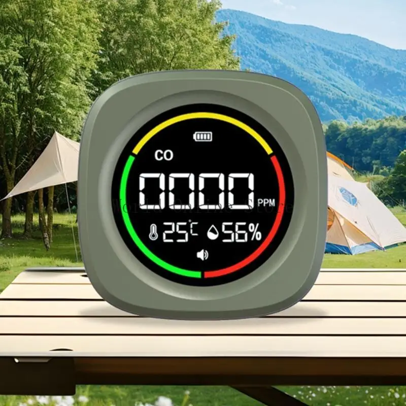 Báo động máy dò CO với cảm biến độ ẩm nhiệt độ có thể sạc lại CO Monitor carbon monoxide cho du lịch động 87hc