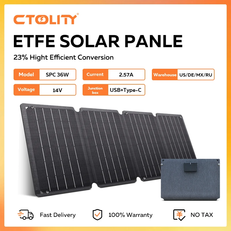 Гибкая складная солнечная панель CTOLITY высокоэффективное зарядное устройство для солнечной батареи 14 В солнечное телефона 36 Вт USB Type-C