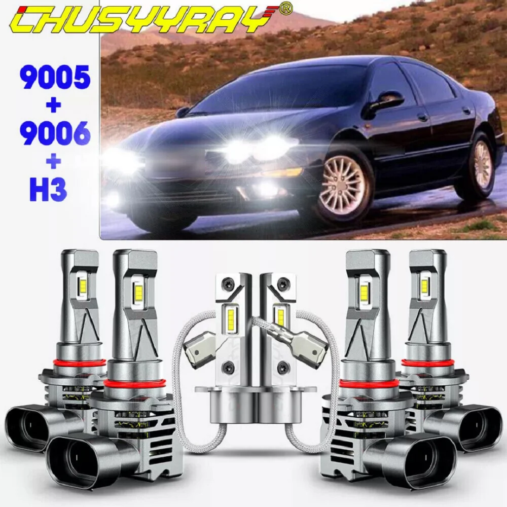

XWQHJW Car lights For Chrysler 300M 1999-2004 6X 6000K Headlight Hi/Lo Beam + Fog Light Bulbs Kit Car accessory