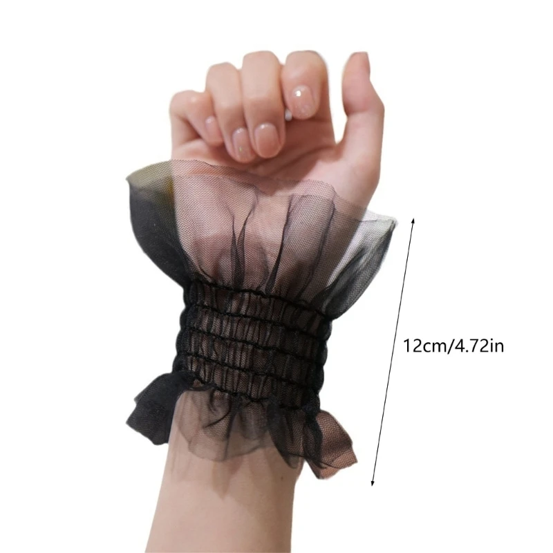 Fairy Wrist Cuffs Detachable Elegant Wristband Flared Organ Tulle Ruffled False Lace Cuffs Sweater Wristband