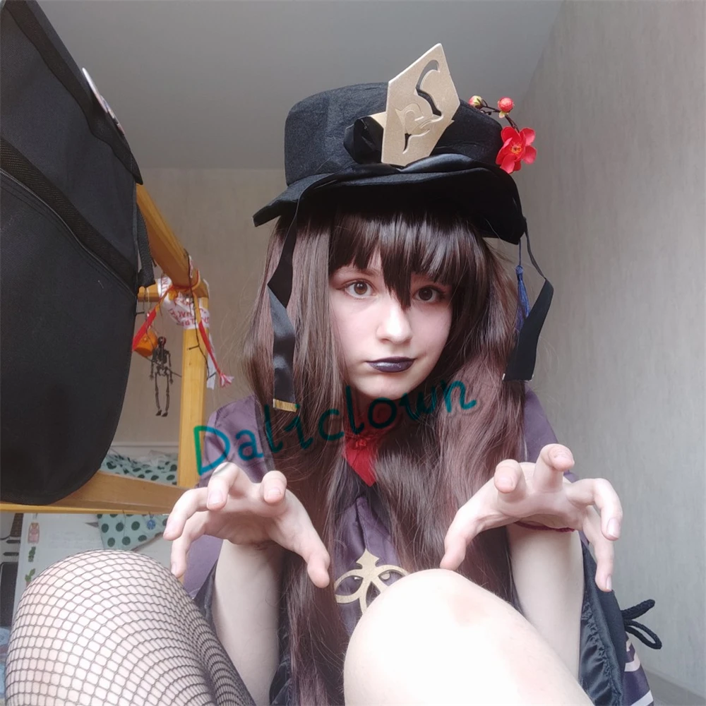 GenshinImpact Hutao przebranie na karnawał tani strój peruka Cosplay Anime Hu Tao chiński styl kostium na Halloween dla kobiet i dziewcząt