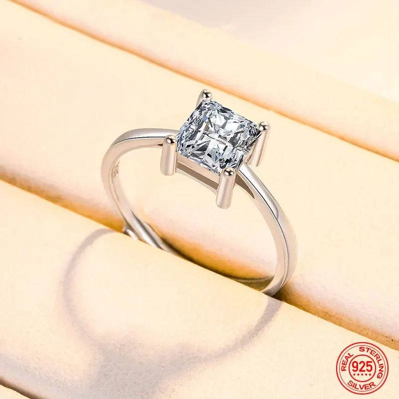 

SHYDAN 925 Sterling Silver Square Zircon Adjustable Ring For Women Fashion Wedding Jewelry