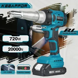 KEEAFFOR 720W 20000N Elektrische Niet Pistole Bürstenlosen Niet Mutter Pistole Akku-bohrschrauber Einsatz Nagel Pistole Power Tool Für makita 18V Batterie