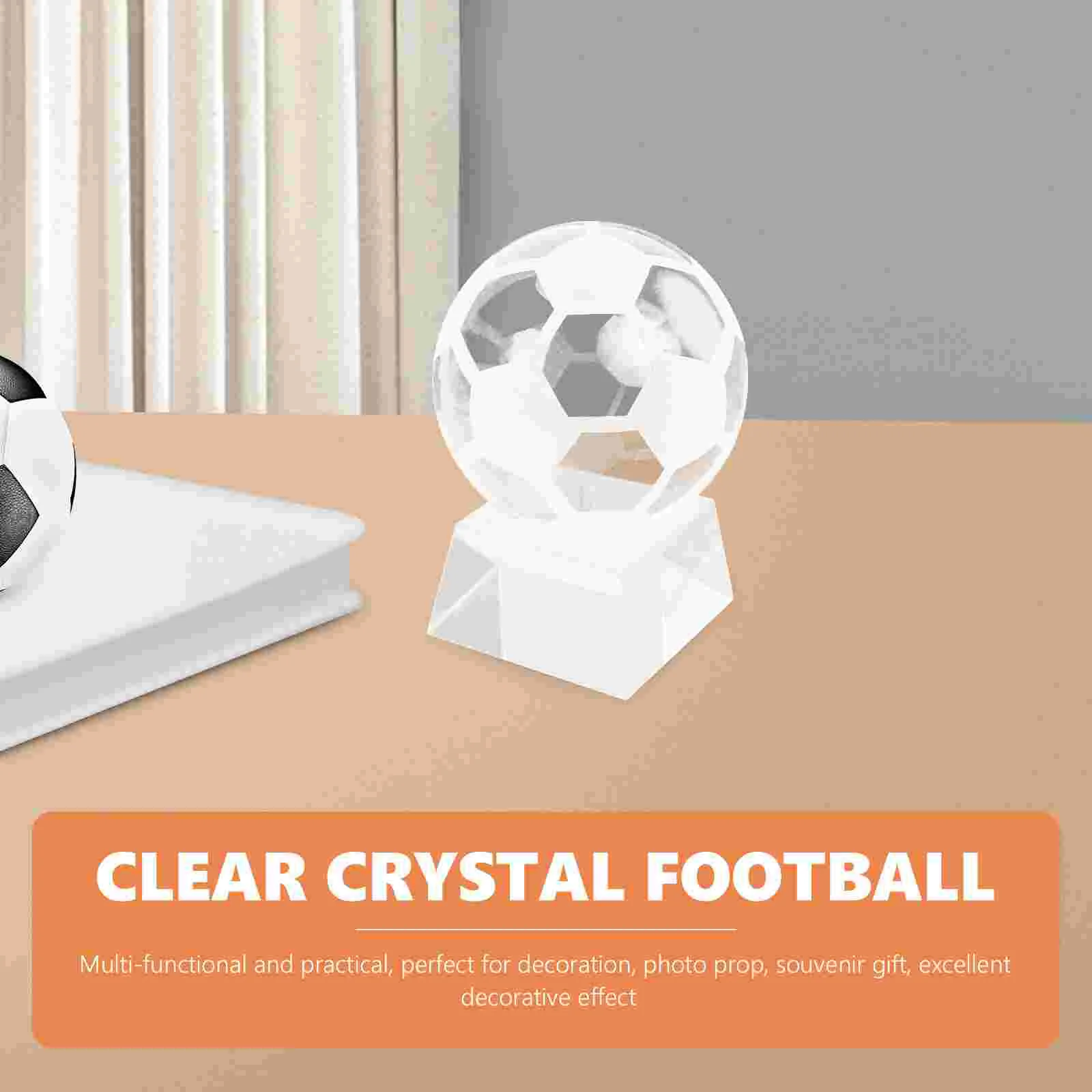 Crystal Football Ornament Balls Paperweight Soccer Clear Transparent for Decoration