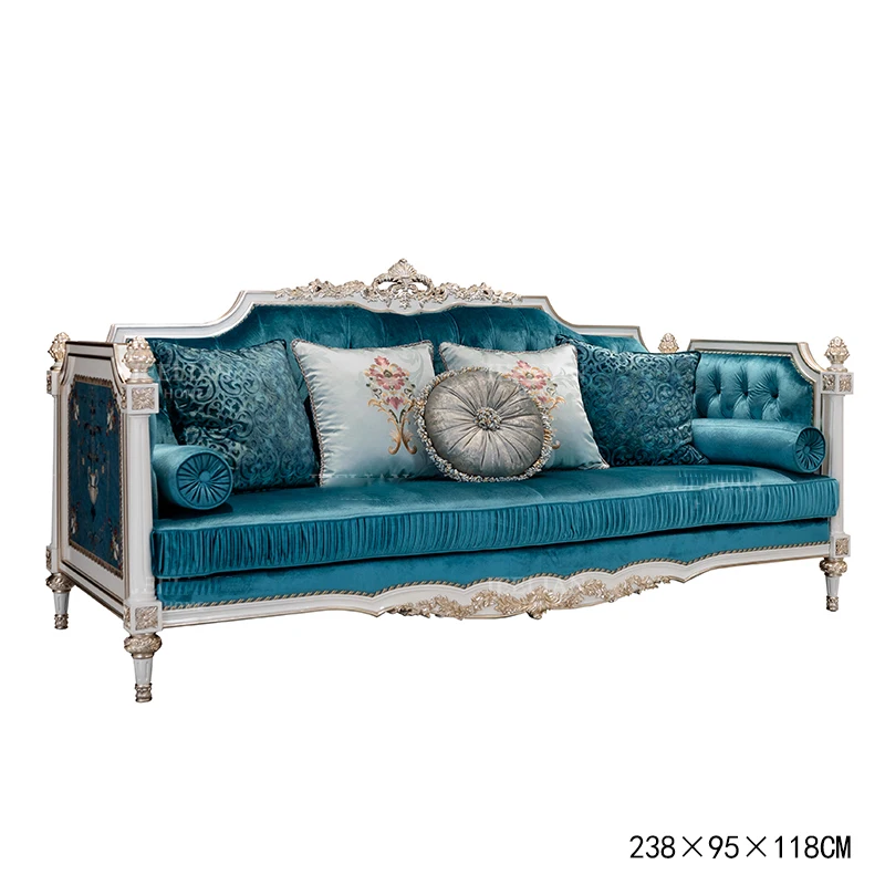 

French luxury heavy industry veneer shell parquet sofa living room engraved blue furniture combination designer customizatio
