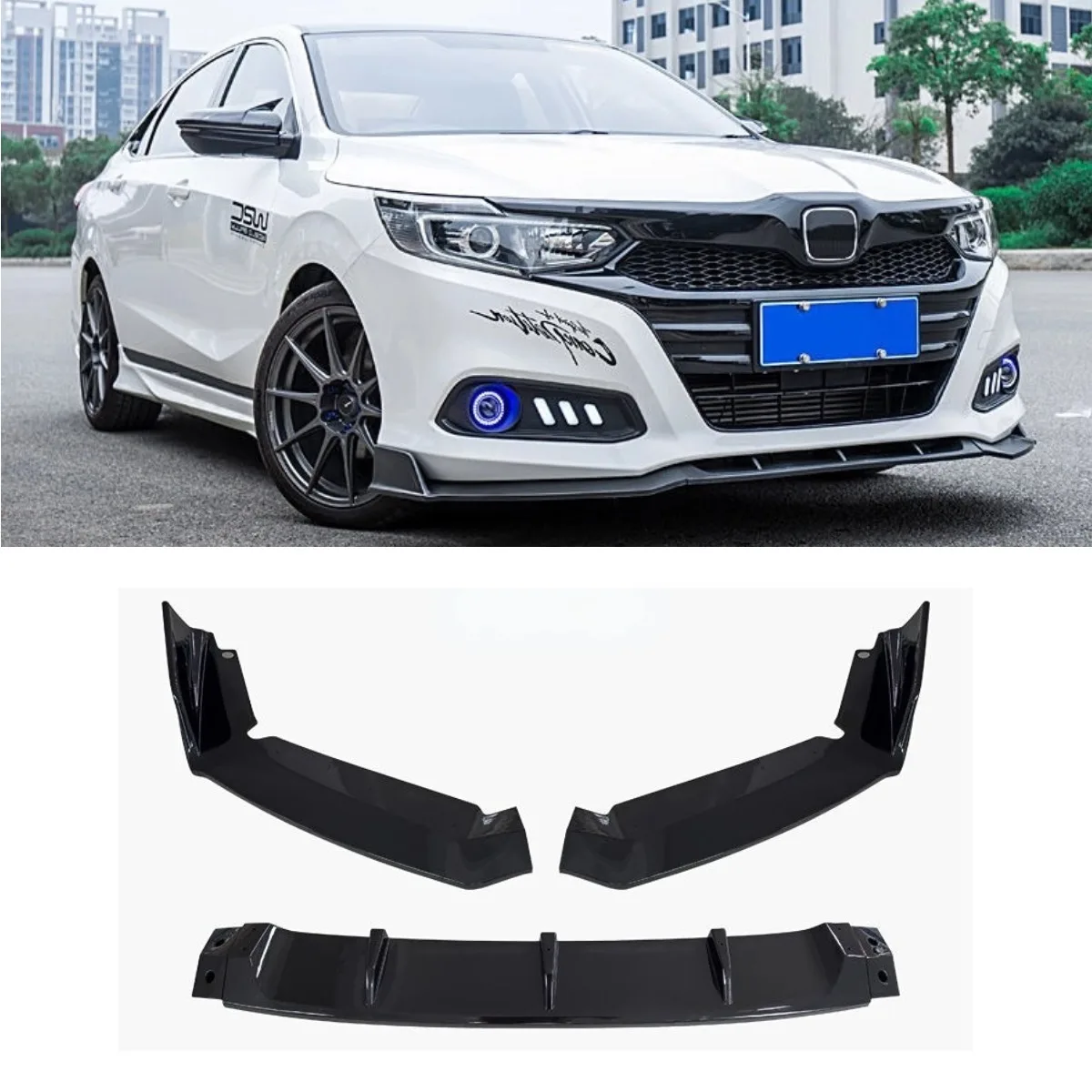 Car Front Bumper Lip Splitter Diffuser Spoiler Body Kit For Honda Crider 2019-2024 Bumper Guard Cover Protector Car Accessories