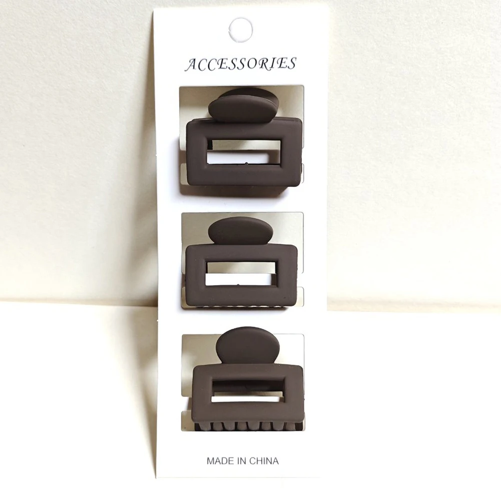 

3Pcs Medium Size Frosted Black Simplified Square Hair Clip Half Updo Shark Clamp Hair Accessories for Women Girls Children