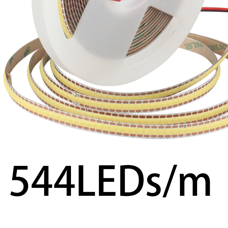Gratis gesneden COB LED-strip 544 LEDs / m 0,36 cm gesneden 8 mm DC24V hoge dichtheid CRI 90 LED-linttape licht warm wit lineaire bar dimbaar