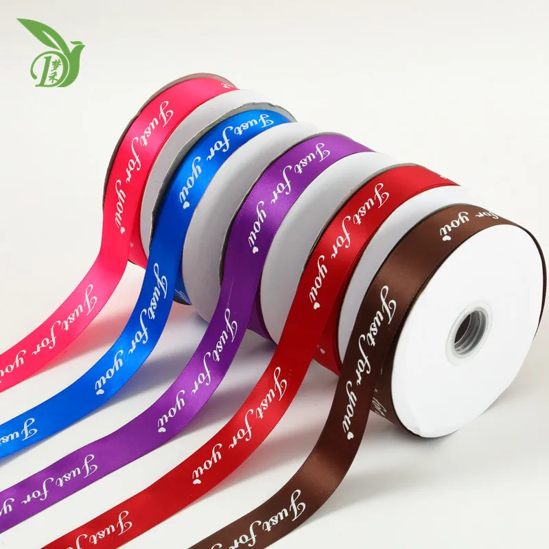 Farbband anpassung individuell bedrucktes Polyester-Satin band mit weißem Logo