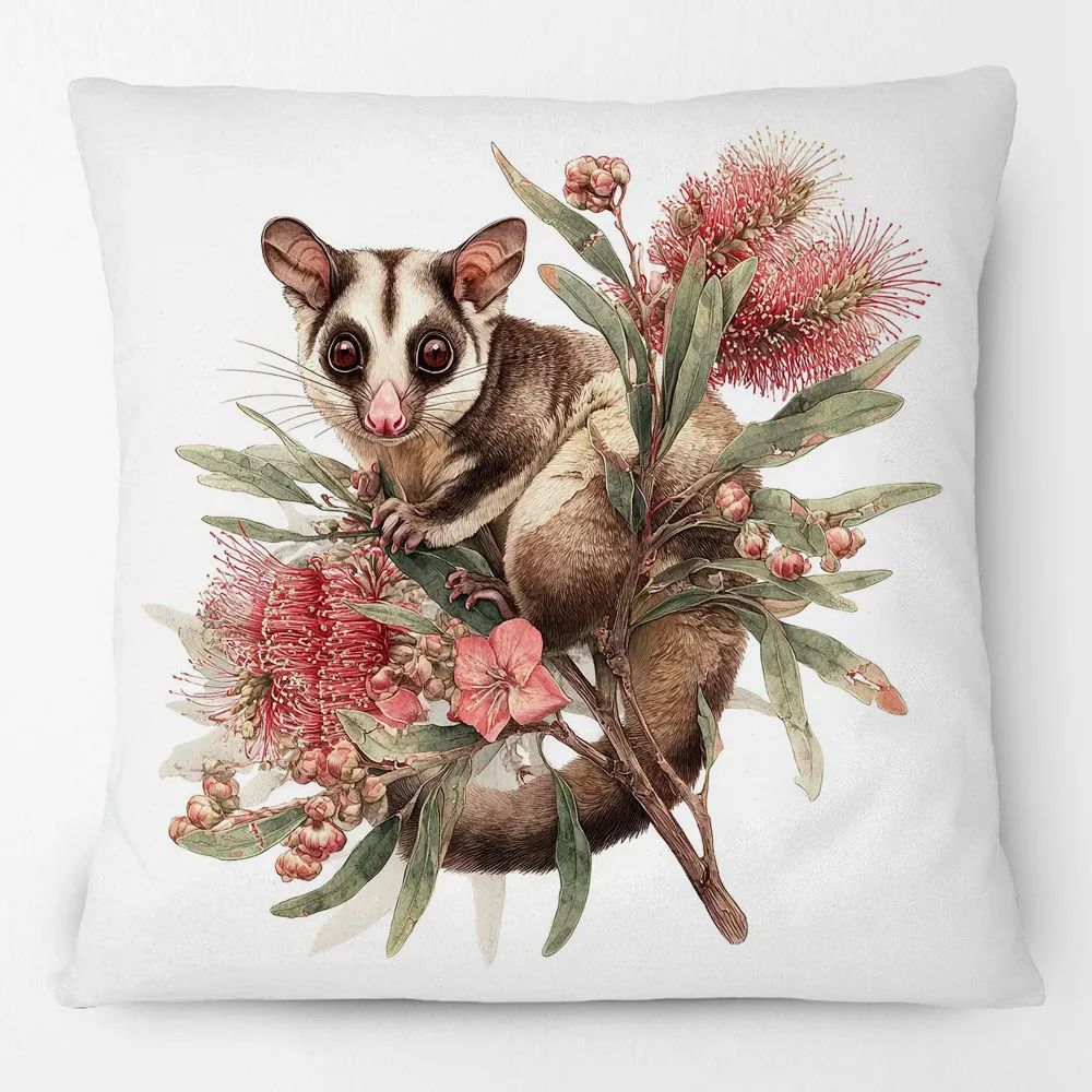 Australian Sugar Glider Animals Painting Cushion Covers Bottlebrush Flowers Decorative Pillowcase