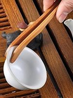 1Pc Bamboo Wood Wooden Food Toast Salad Tongs Toaster Bacon Sugar Ice Tea Tong Tea Clips Teaware For Kitchen