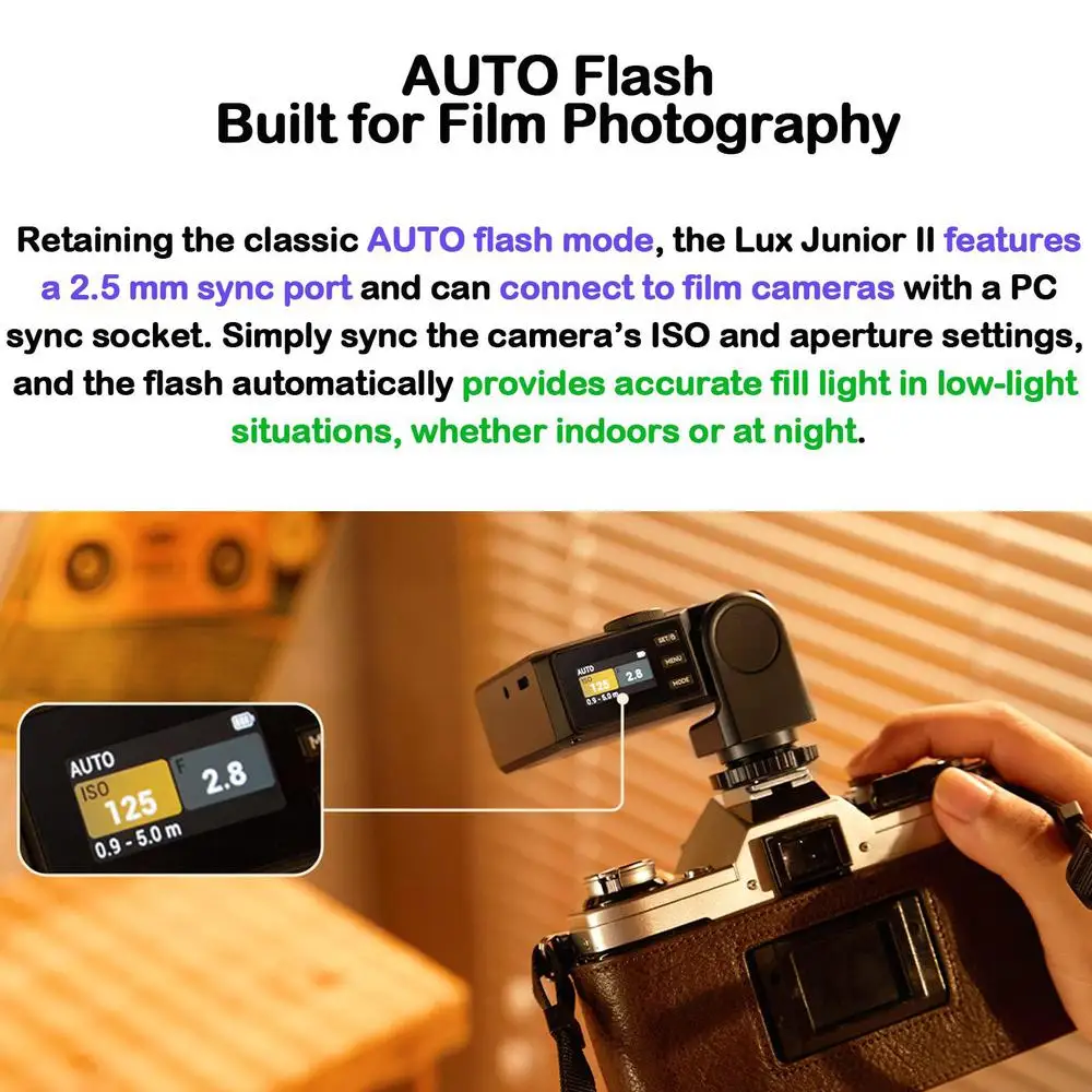 Godox Lux Junior II TTL Retro Flash 2.4G GN18 1/8000s HSS for  Canon Nikon Sony Fuji Olympus with Bulit-in Rechargeable Battery view 2