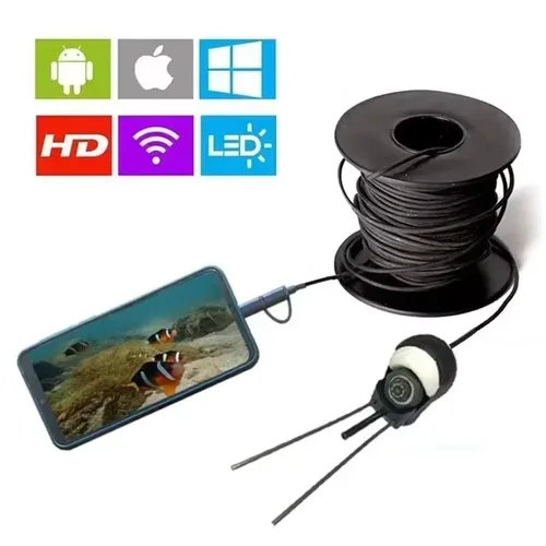 Imagen 1 del producto Cámara endoscópica impermeable hd subacuática, buscador de peces android usb tipo c para accesorios de pesca en hielo con conector de cable